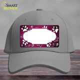 Paw Scallop Pink White Novelty License Plate Hat Cotton / Gray