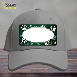 Paw Scallop Green White Novelty License Plate Hat Cotton / Gray