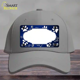 Paw Scallop Blue White Novelty License Plate Hat Cotton / Gray