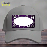 Paw Scallop Purple White Novelty License Plate Hat Cotton / Gray