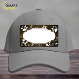 Paw Scallop Brown White Novelty License Plate Hat Cotton / Gray