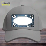 Paw Scallop Light Blue White Novelty License Plate Hat Cotton / Gray