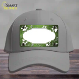 Paw Scallop Lime Green White Novelty License Plate Hat Cotton / Gray