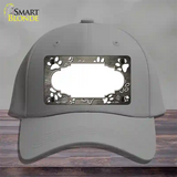 Paw Scallop Tan White Novelty License Plate Hat Cotton / Gray