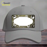 Paw Scallop Gold White Novelty License Plate Hat Cotton / Gray