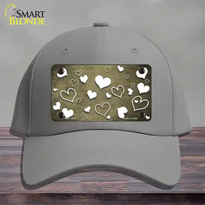 Gold White Love Oil Rubbed Novelty License Plate Hat Cotton / Gray