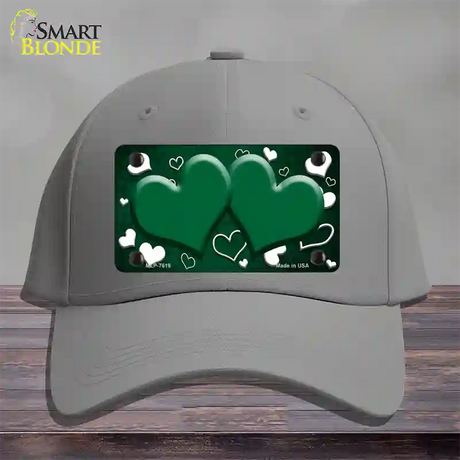 Green White Love Hearts Oil Rubbed Novelty License Plate Hat Cotton / Gray