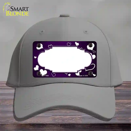 Purple White Love Scallop Oil Rubbed Novelty License Plate Hat Cotton / Gray