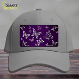 Purple White Butterfly Oil Rubbed Novelty License Plate Hat Cotton / Gray