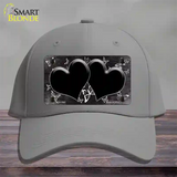 Black White Hearts Butterfly Oil Rubbed Novelty License Plate Hat Cotton / Gray