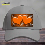 Orange White Hearts Butterfly Oil Rubbed Novelty License Plate Hat Cotton / Gray