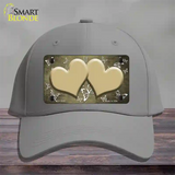 Gold White Hearts Butterfly Oil Rubbed Novelty License Plate Hat Cotton / Gray