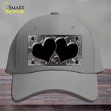 Black White Dragonfly Hearts Oil Rubbed Novelty License Plate Hat Cotton / Gray