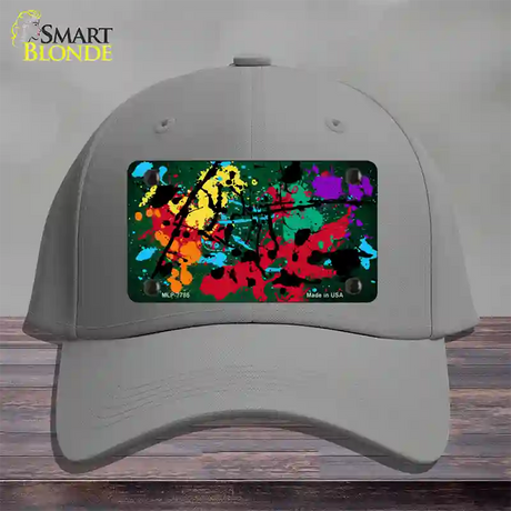 Green Splatter Oil Rubbed Novelty License Plate Hat Cotton / Gray