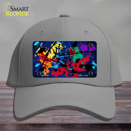 Blue Splatter Oil Rubbed Novelty License Plate Hat Cotton / Gray