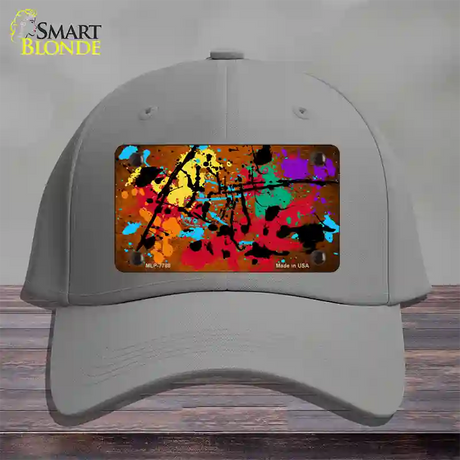 Orange Splatter Oil Rubbed Novelty License Plate Hat Cotton / Gray