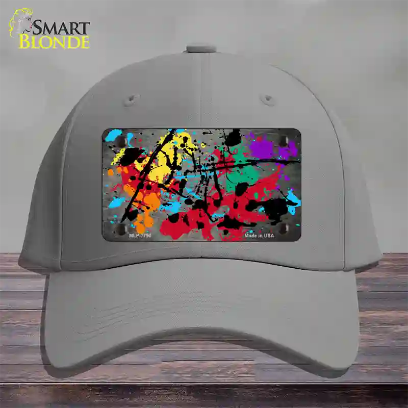 Gray Splatter Oil Rubbed Novelty License Plate Hat Cotton / Gray