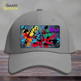 Light Blue Splatter Oil Rubbed Novelty License Plate Hat Cotton / Gray