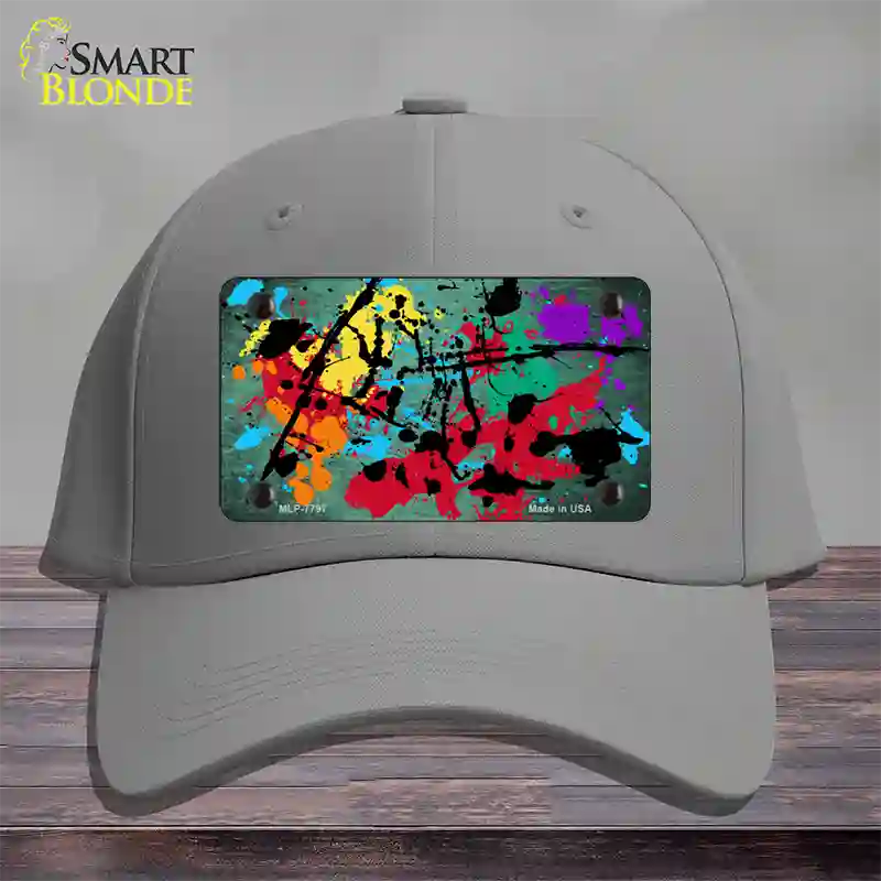 Mint Splatter Oil Rubbed Novelty License Plate Hat Cotton / Gray