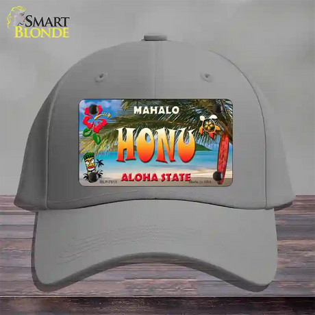 Honu Hawaii State Novelty License Plate Hat Cotton / Gray