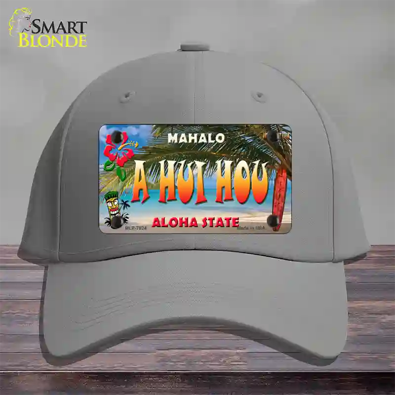 A Hui Hou Hawaii State Novelty License Plate Hat Cotton / Gray