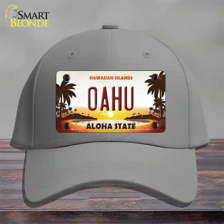 Oahu Hawaiian Islands Novelty License Plate Hat Cotton / Gray