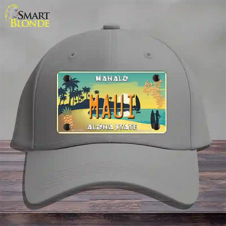 Maui Hawaii Pineapple Novelty License Plate Hat Cotton / Gray