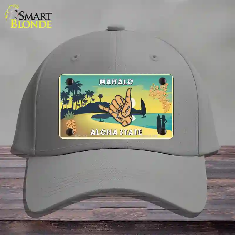 Hang Loose Hawaii Pineapple Novelty License Plate Hat Cotton / Gray