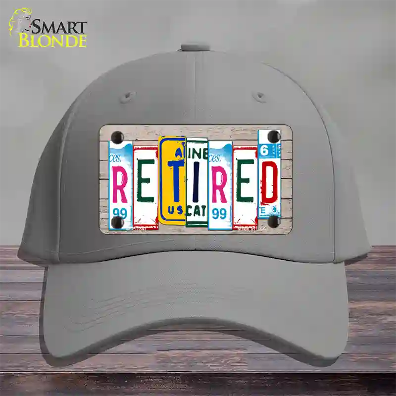 Retired License Plate Art Wood Novelty License Plate Hat Cotton / Gray