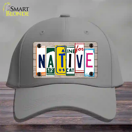 Native License Plate Art Wood Novelty License Plate Hat Cotton / Gray