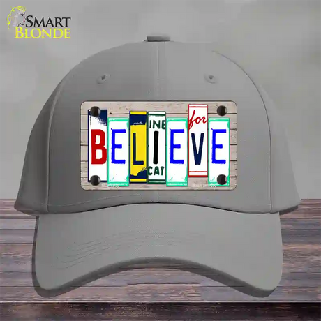 Believe License Plate Art Wood Novelty License Plate Hat Cotton / Gray