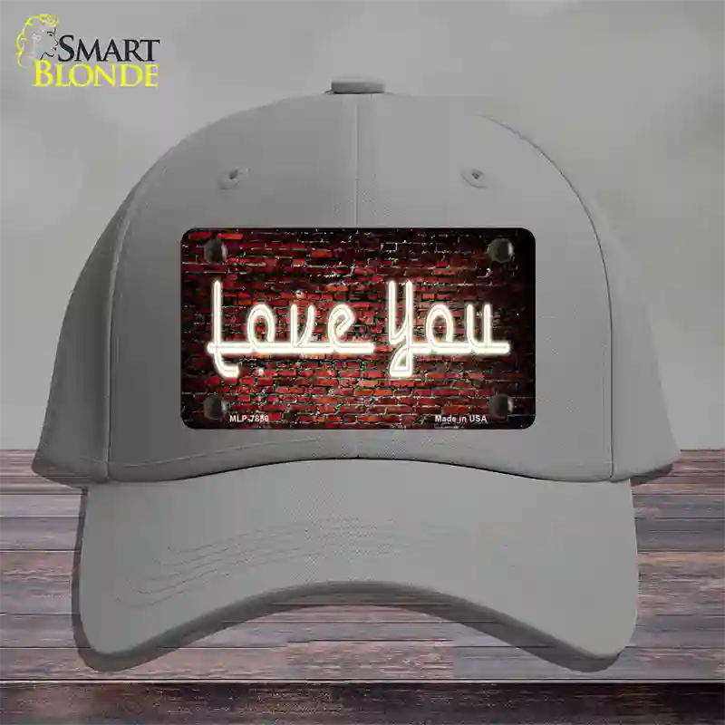 Love You On Brick Wall Novelty License Plate Hat Cotton / Gray