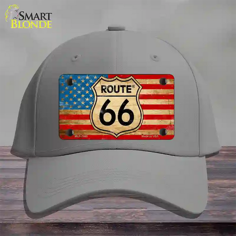 Route 66 American Flag Novelty License Plate Hat Cotton / Gray