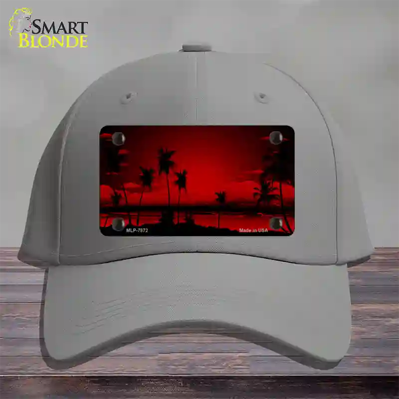 Sunset Red Novelty License Plate Hat Cotton / Gray