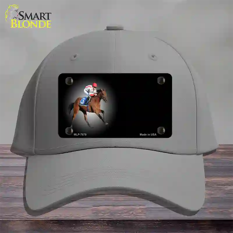 Horse Racing Offset Novelty License Plate Hat Cotton / Gray