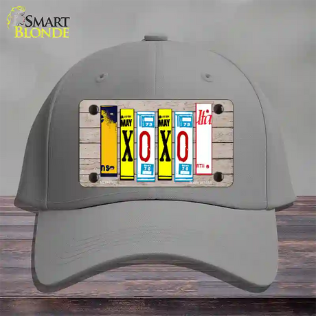 XOXO License Plate Art Novelty License Plate Hat Cotton / Gray