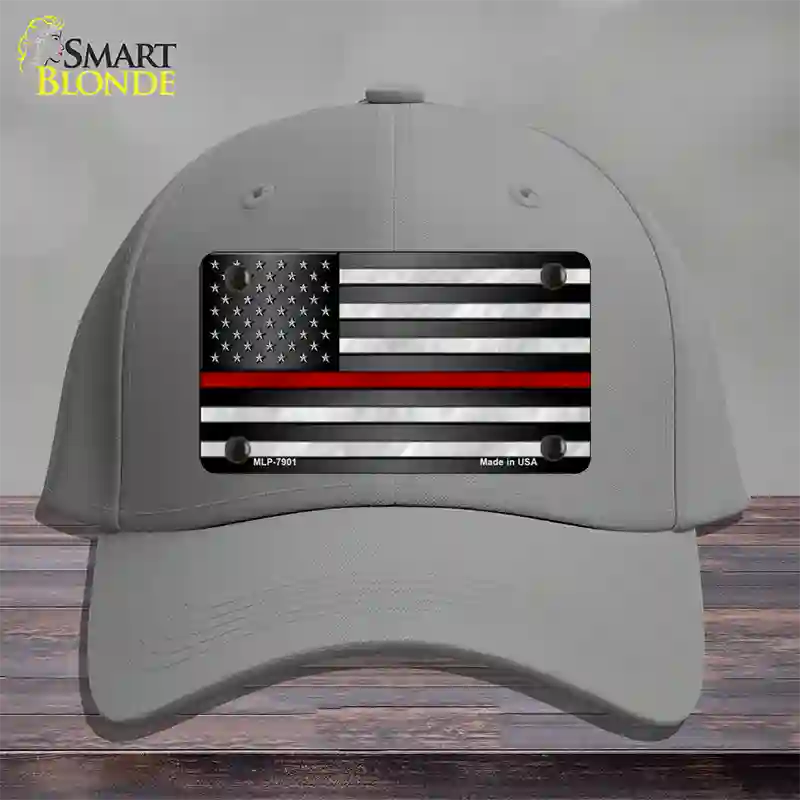 American Flag Thin Red Line Novelty License Plate Hat Cotton / Gray