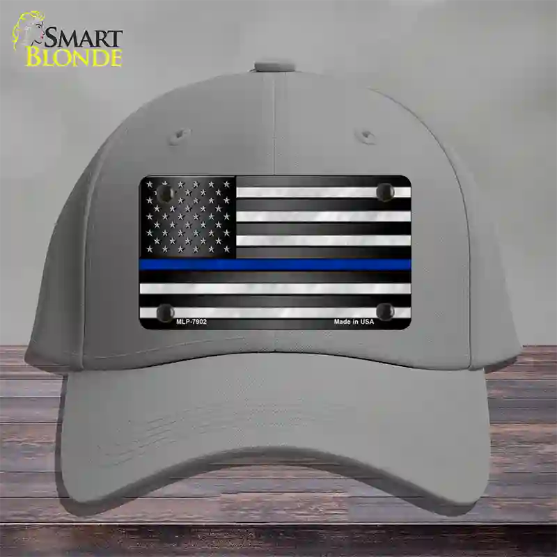 American Flag Thin Blue Line Novelty License Plate Hat Cotton / Gray