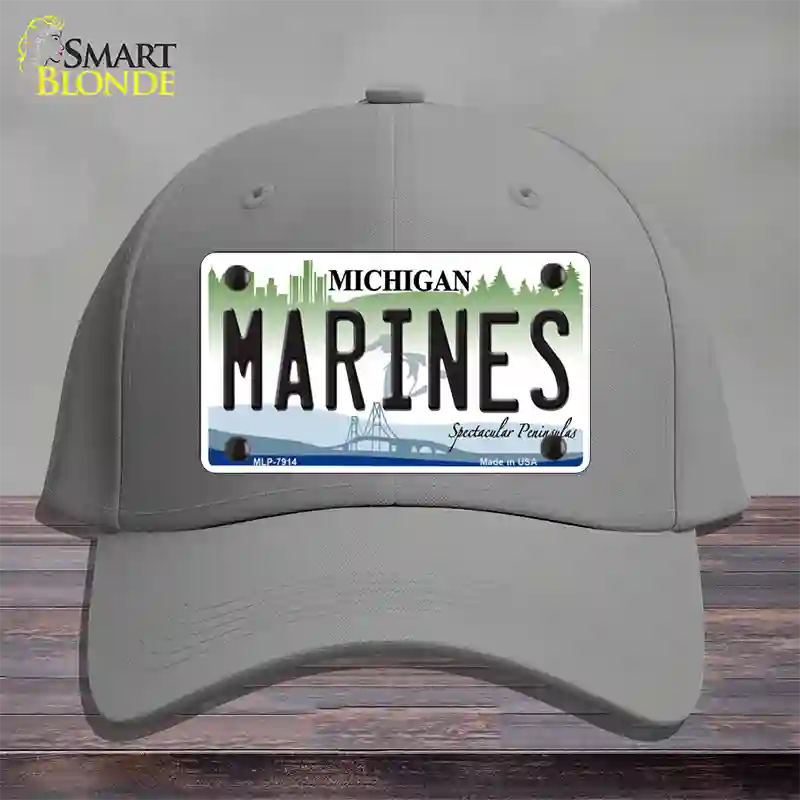 Marines Michigan Novelty License Plate Hat Cotton / Gray