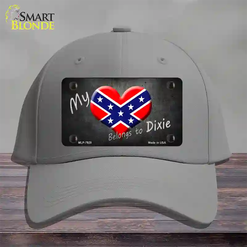 Heart Belongs To Dixie Novelty License Plate Hat Cotton / Gray