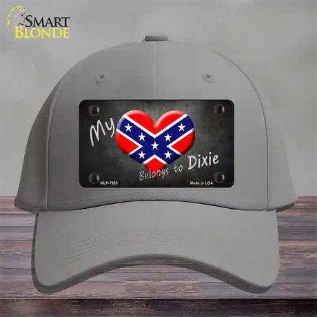 Heart Belongs To Dixie Novelty License Plate Hat Cotton / Gray