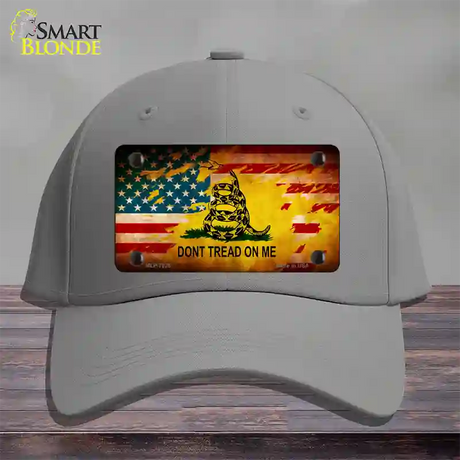 Dont Tread On Me US Flag Novelty License Plate Hat Cotton / Gray