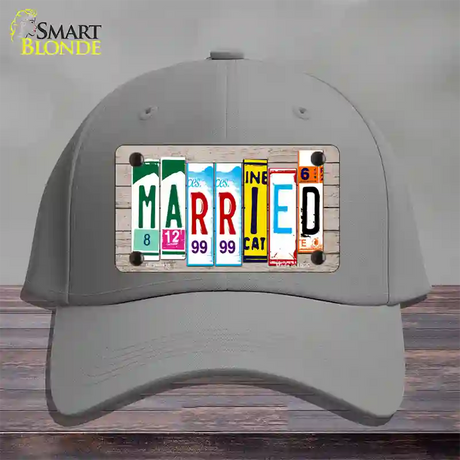 Married Wood License Plate Art Novelty License Plate Hat Cotton / Gray