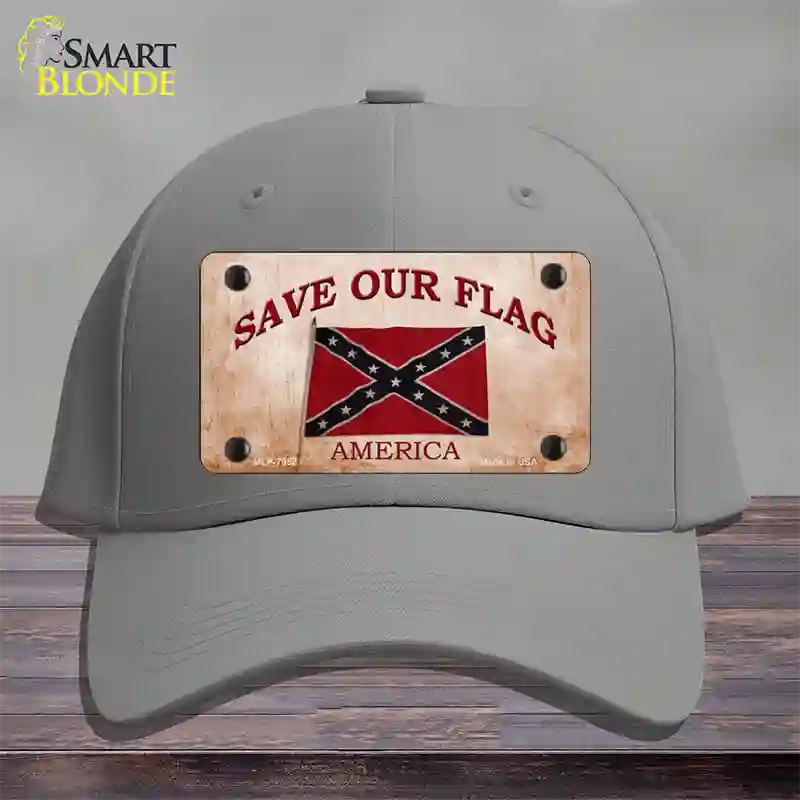 Save Our Flag Confederate Novelty License Plate Hat Cotton / Gray