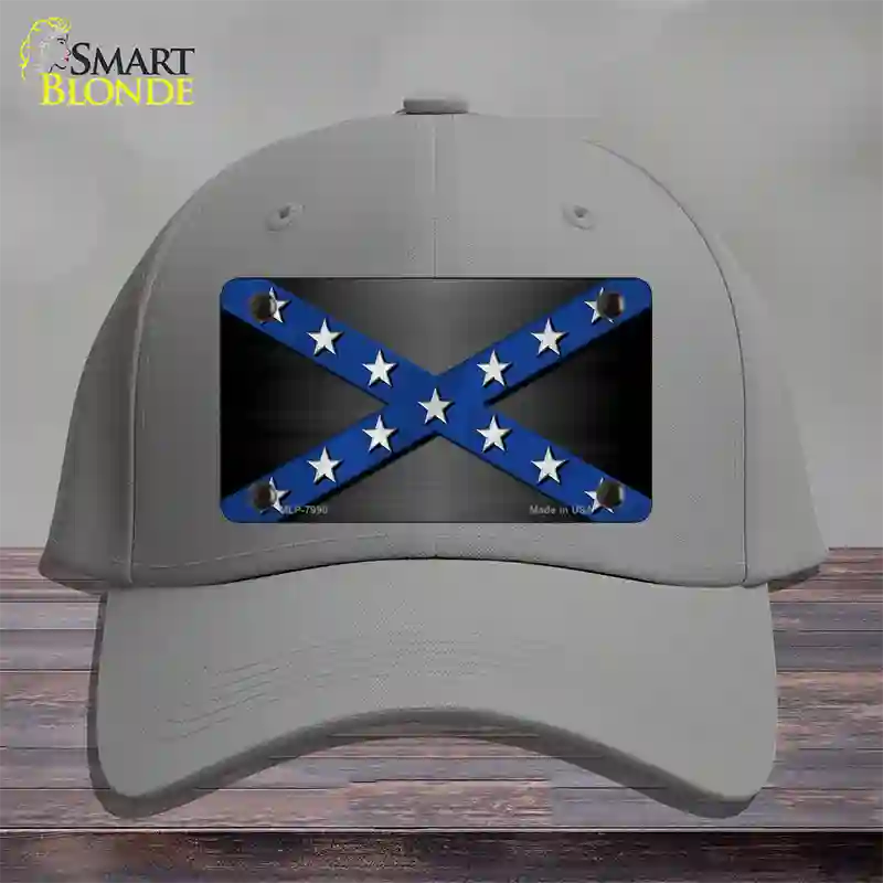 Confederate Stripes Blue Novelty License Plate Hat Cotton / Gray