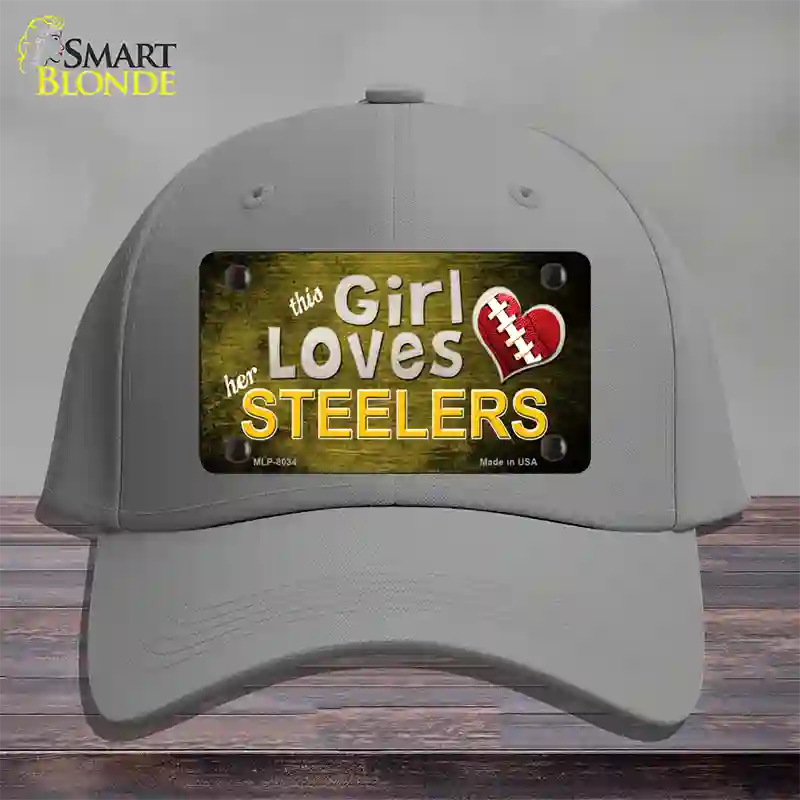 This Girl Loves Her Steelers Novelty License Plate Hat Cotton / Gray