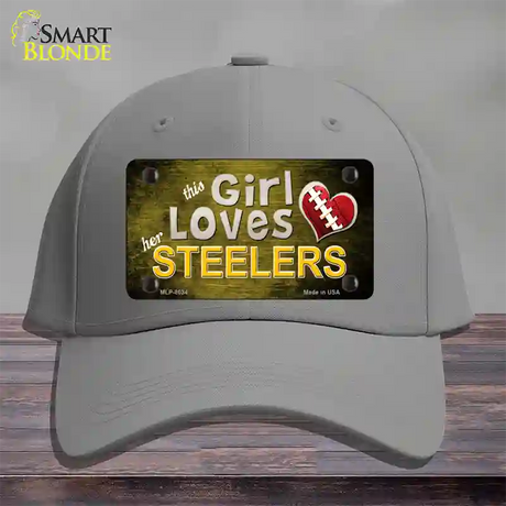 This Girl Loves Her Steelers Novelty License Plate Hat Cotton / Gray