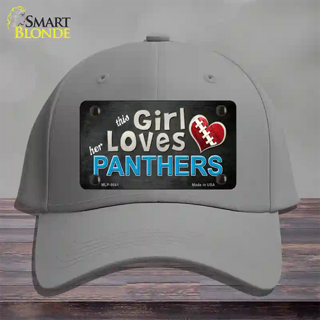 This Girl Loves Her Panthers Novelty License Plate Hat Cotton / Gray