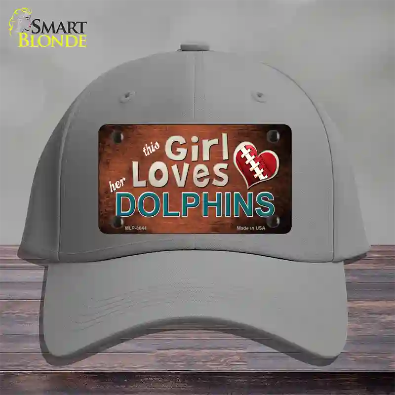 This Girl Loves Her Dolphins Novelty License Plate Hat Cotton / Gray