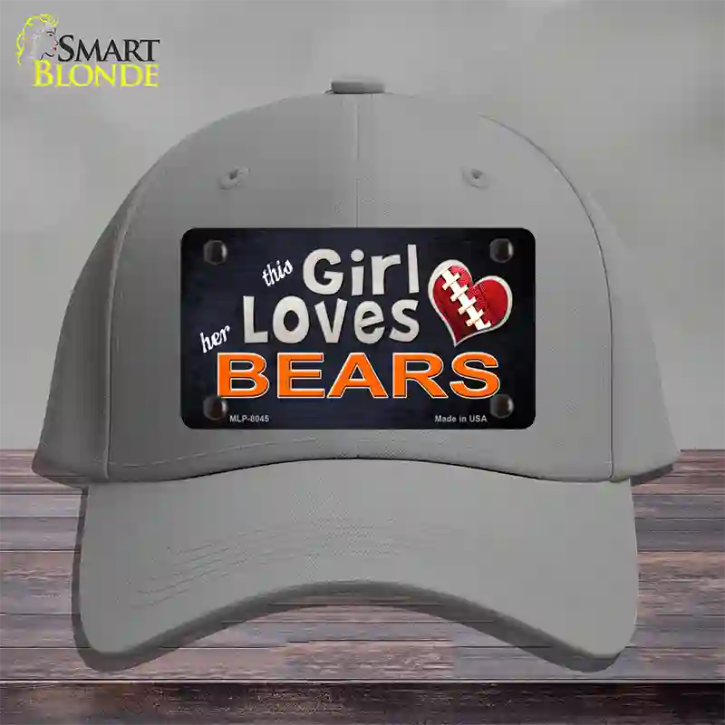 This Girl Loves Her Bears Novelty License Plate Hat Cotton / Gray